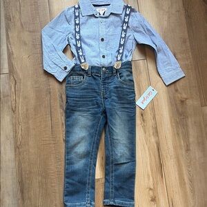 Cat & Jack Easter Outfit with Bunny Suspenders 3T